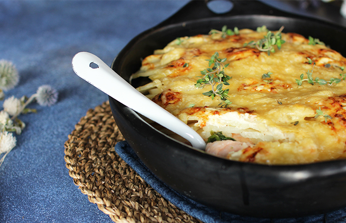 Gratin de saumon aux épinards  