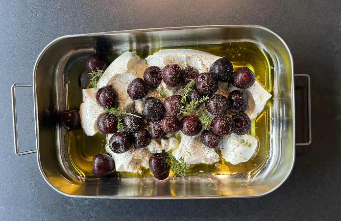 Ricotta au four et cerises