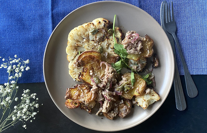 Pommes de terre rôties aux anchois et au thon