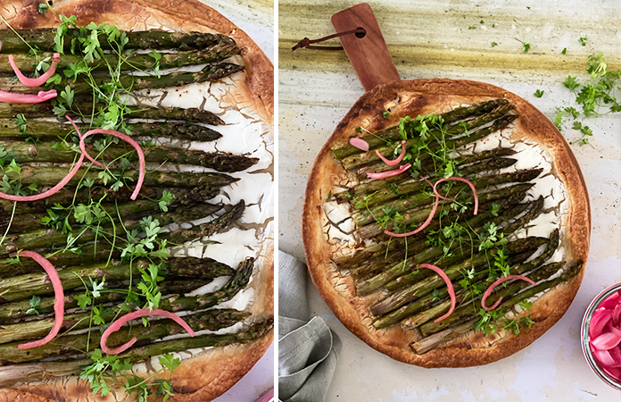 Tarte fine aux asperges vertes et fromage de chèvre 