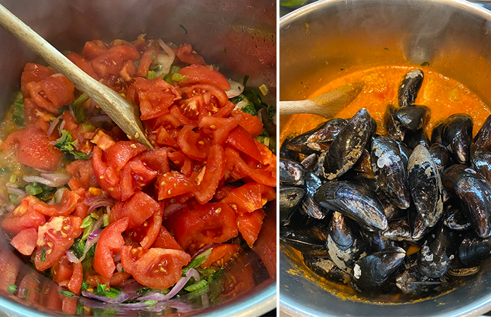 Moules à la sauce tomates