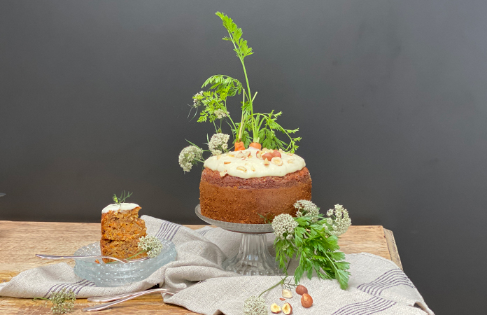 Carotte Cake nappée au fromage frais de chèvre