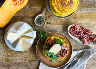 Blinis de butternut et croûte fleurie