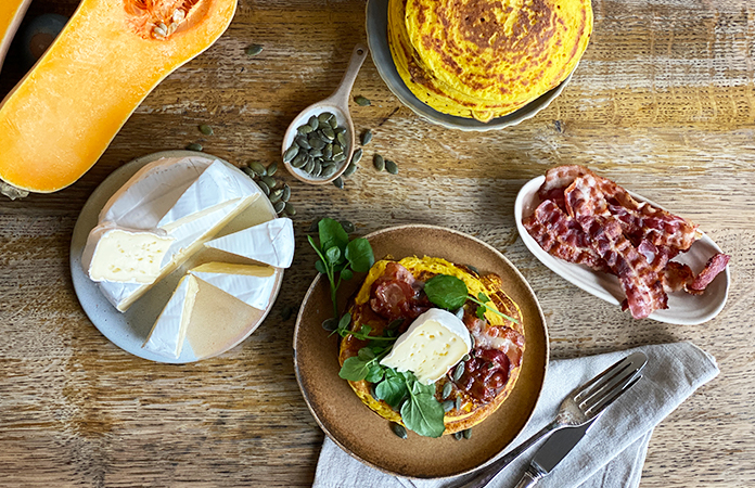 Blinis de butternut et croûte fleurie