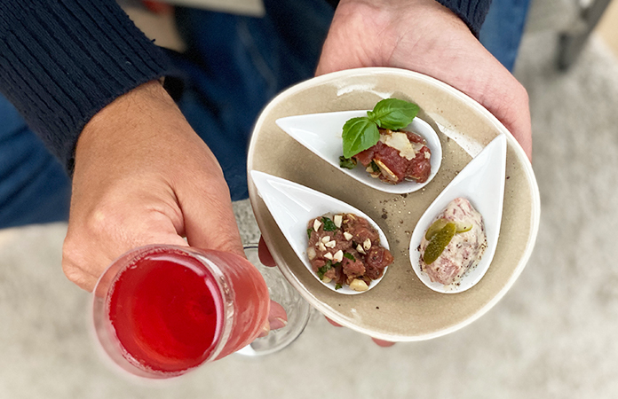 3 bouchées de tartare de bœuf parfumées