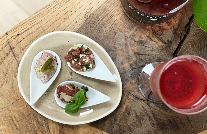 3 bouchées de tartare de bœuf parfumées