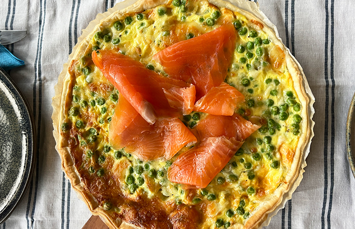 Quiche aux petits pois et saumon fumé