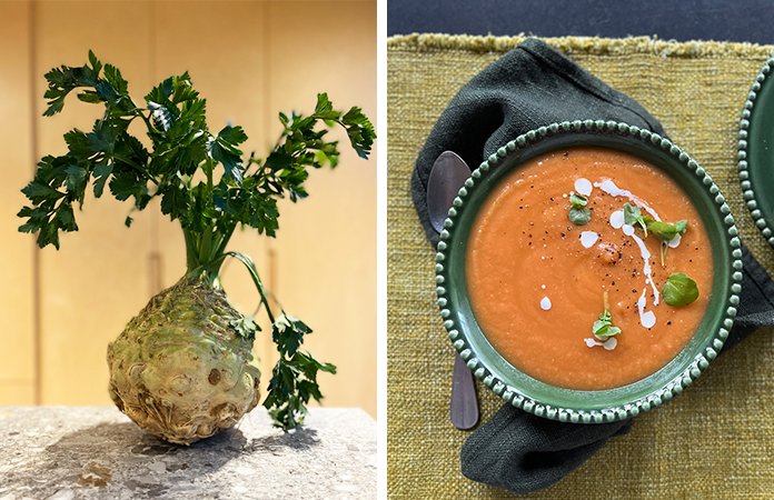 Soupe de céleri rave aux 2 tomates