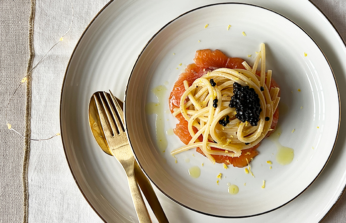 Spaghetti au saumon fumé