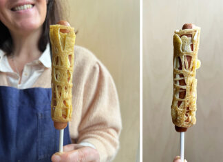 Sucette de saucisse en dentelle de crêpes