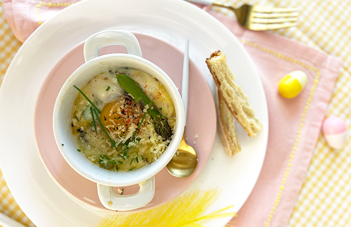 Oeuf en cocotte au fromage