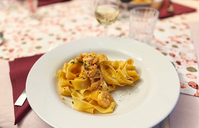 Pâtes aux scampis 