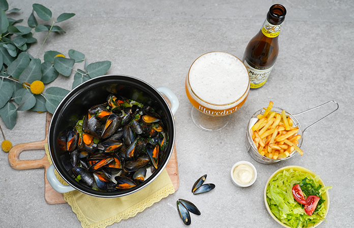 Moules à la bière blonde Triplus de l’abbaye de Maredret 