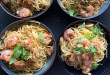 Spaghettis au fenouil, citron et scampis