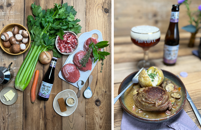 Roulade à la bière ambrée Altus de l’abbaye de Maredret