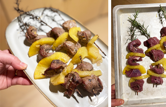 Brochettes de canard à l’ananas 