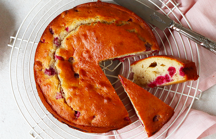 Gâteau framboises sans lactose