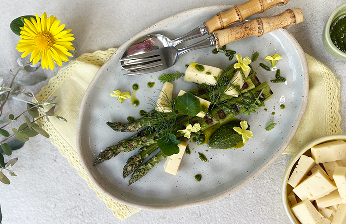 Fromages à pâte pressée mi-cuite & Asperges idée recette