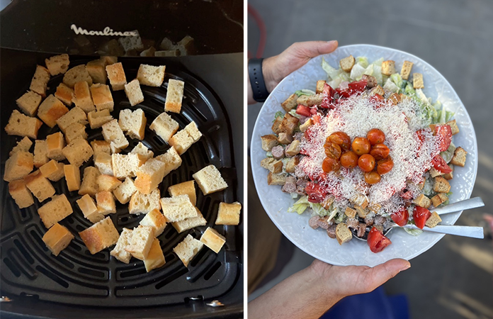 croutons Airfryer dans une salade