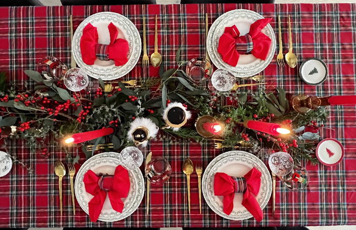 Décoration de noël au motif tartan