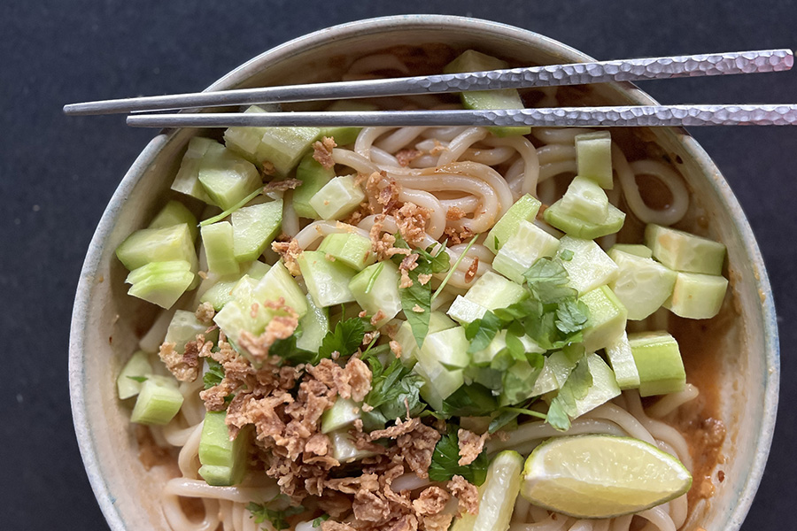 nouilles Udon cacahuètes