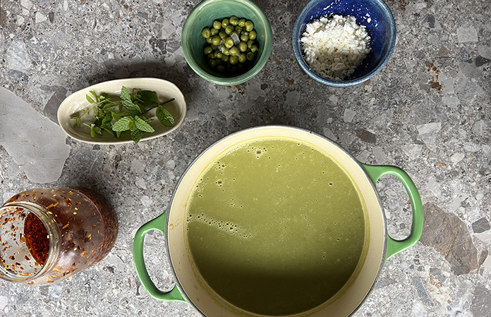 Soupe de petits pois et courgettes ingrédients