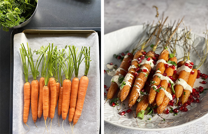 Cuisson carottes sous le grill du four