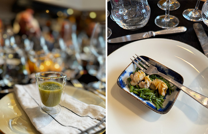 Mise en bouche soupe et escargot de mer