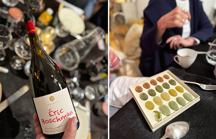 Vin et bonbons pâte de fruits à l'huile d'olive