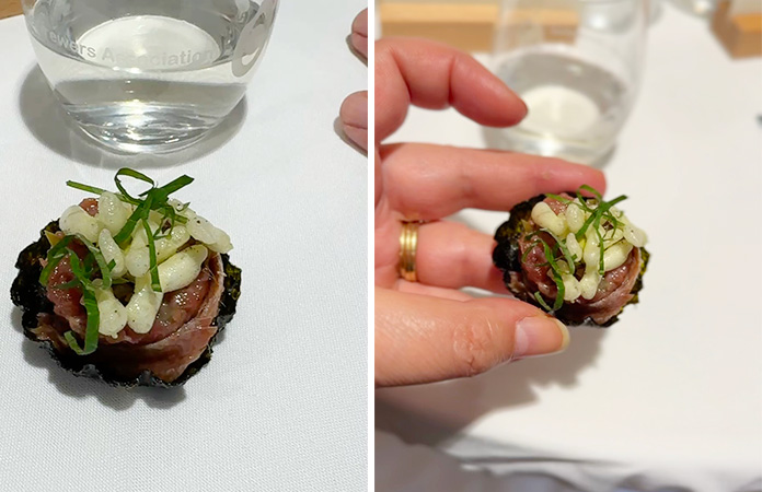 Saké de Nagano association tartare frite