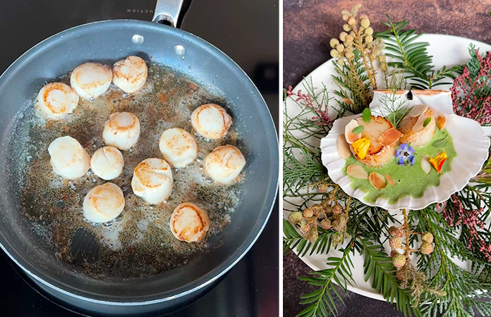 Cuisson des coquilles Saint-Jacques