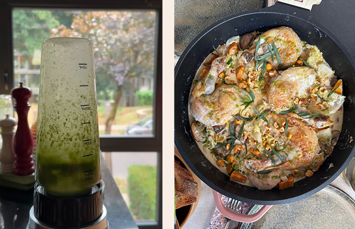Huile verte à l'estragon pour parfumer la pintade