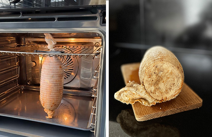 jambon de poulet maison au four vapeur en chaussette