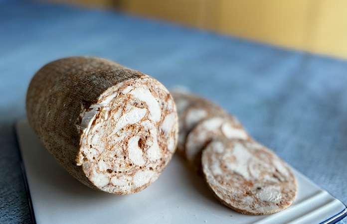 texture intérieure jambon de poulet maison cuisson vapeur