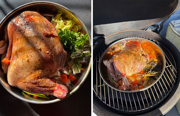 Agneau assaisonné cru prêt à cuire au barbecue en cuisson lente à basse température