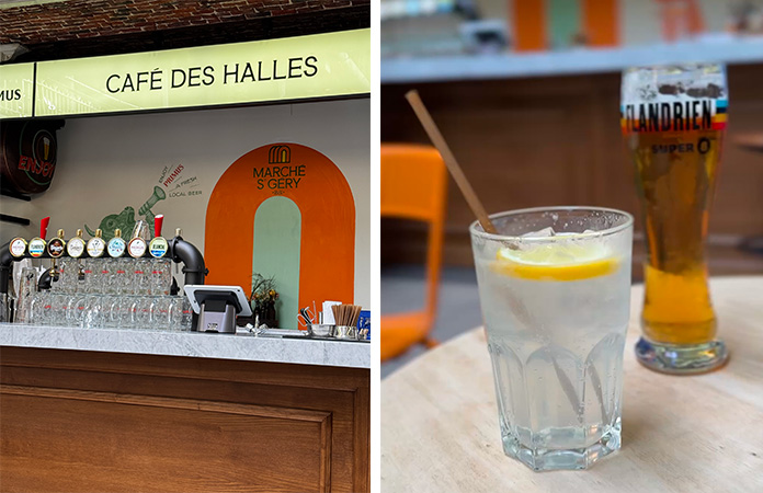 Espace café à l’intérieur des Halles Saint-Géry