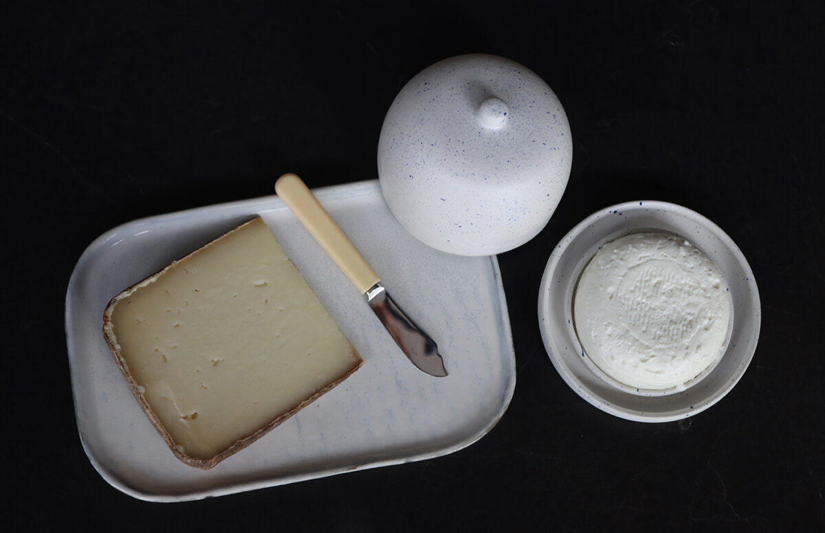 deux fromages de chèvre frais et affiné