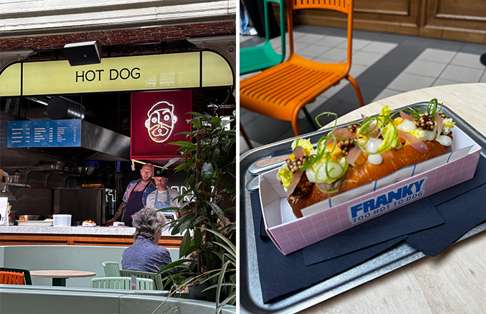 Comptoir de hot-dogs Franky au Marché Saint-Géry