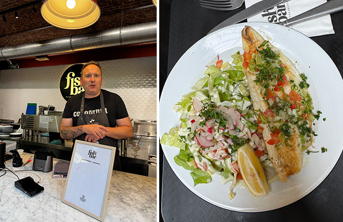 Bar poêlé et salade de la poissonnerie Claes Stroobants