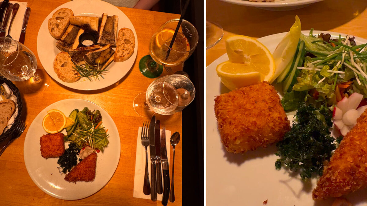 Os à moelle grillés et Duo de croquettes au Vieux Bruges et aux crevettes grises